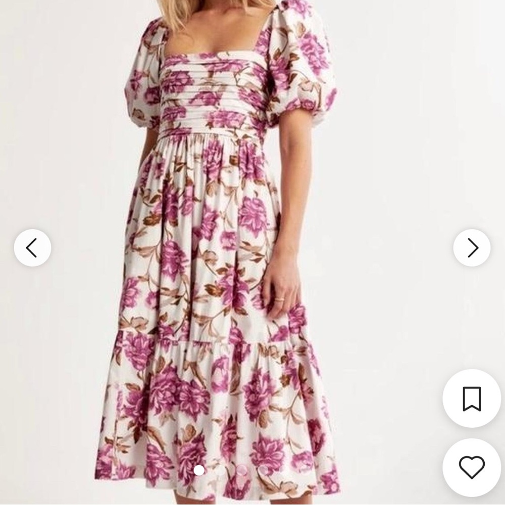 Abercrombie & Fitch Emerson Floral Puff Sleeve Midi Dress